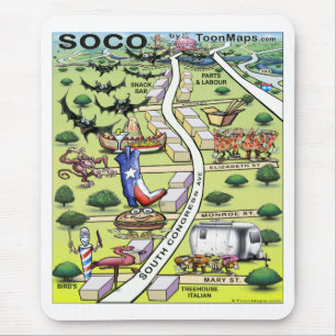 Tapis De Souris South Congress Ave ATX Cartoon Map