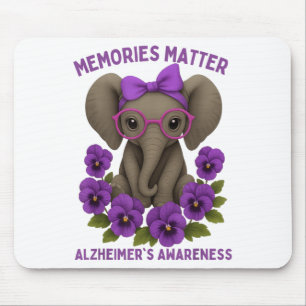 Tapis De Souris Souvenirs Heimer's Awareness Purple Elephant Flowe
