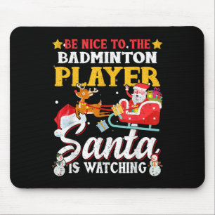 Tapis De Souris Soyez Contente De Badminton Player Père Noël Regar