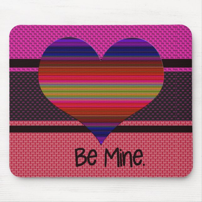 Tapis De Souris Soyez le coeur arc-en-ciel Valentine de la mine (Devant)