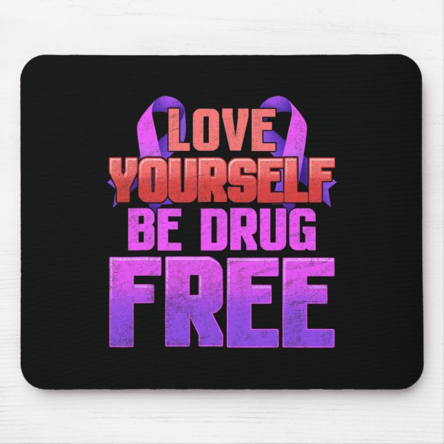 Tapis De Souris Soyez Sans Drogue Aimez-Vous Violet Ruban (Devant)