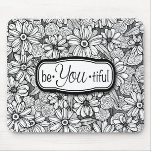 Tapis De Souris soyez•Vous•floral noir et blanc tiful (mousepa