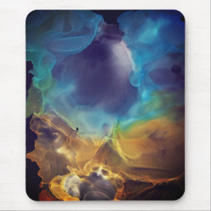 Tapis De Souris Space Nebula bleu jaune Alcool art