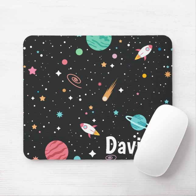 Tapis De Souris Space Rocket Ships et Stars (Avec souris)