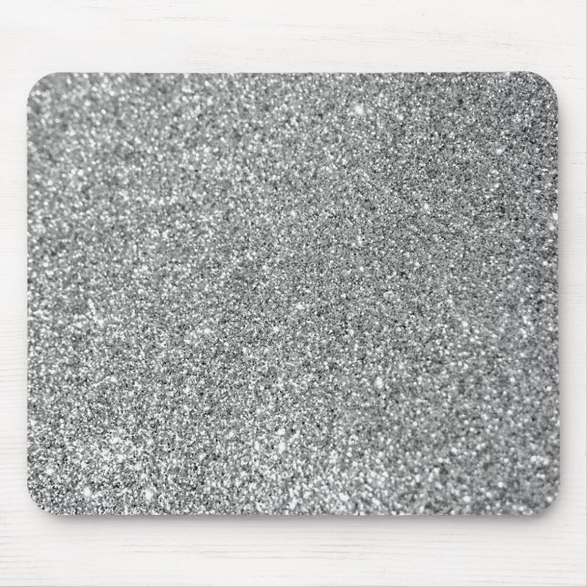 Tapis De Souris Sparkly Bokeh Faux Parties scintillant en argent (Devant)