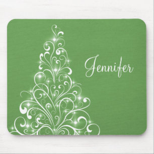 Tapis De Souris Sparkly Holiday Tree Mousepad, Green