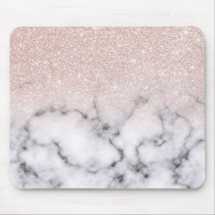 Tapis De Souris Sparkly Rose Gold Glitter Marble Ombre