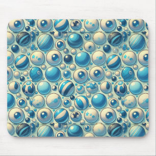 Tapis De Souris Sphères décoratives bleues et blanches vibrantes