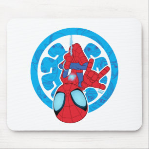 Tapis De Souris Spidey Hanging Upside Down Logo Collage de vilain
