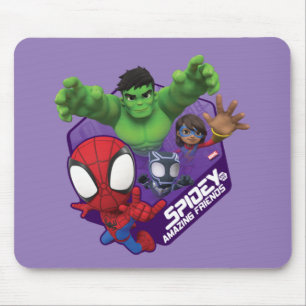Tapis De Souris Spidey, Hulk, Mme Marvel, et Black Panther Hexagon