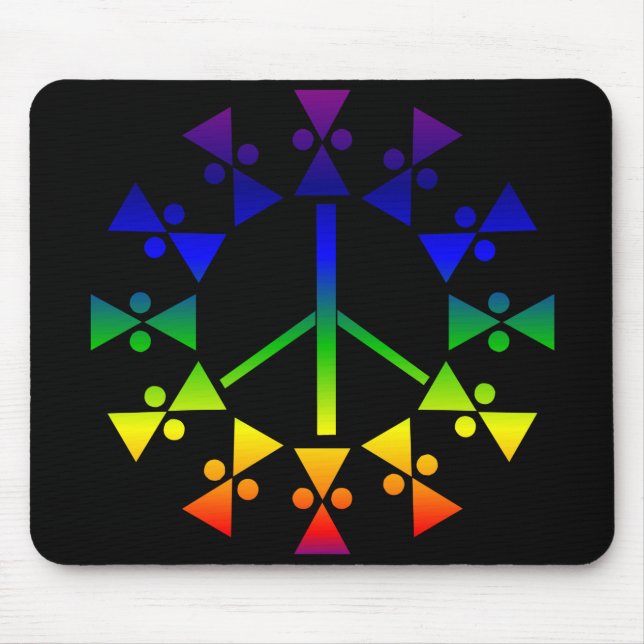Tapis De Souris Spirale de signe de paix d'arc-en-ciel (Devant)