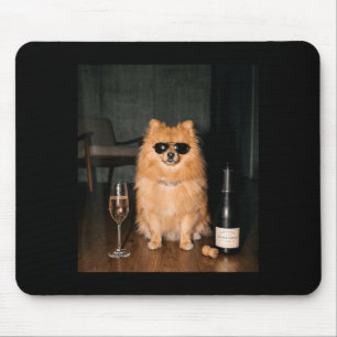 Tapis De Souris Spitz Nain Buvant du Champagne Drôle Fête des Père