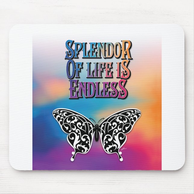 Tapis De Souris Splendeur de vie avec papillon (Devant)