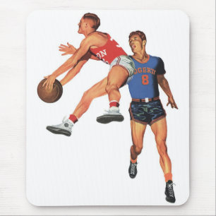 Tapis De Souris Sports Vintage, Joueurs de Basket-ball dans un Jeu