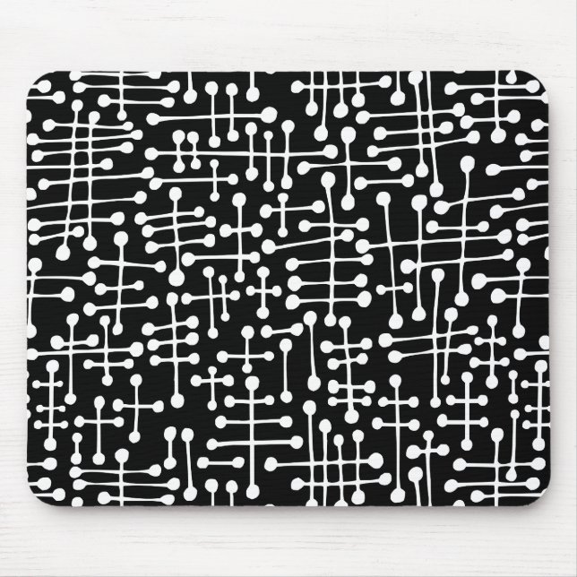 Tapis De Souris Spots connectés - Blanc sur Noir (Devant)