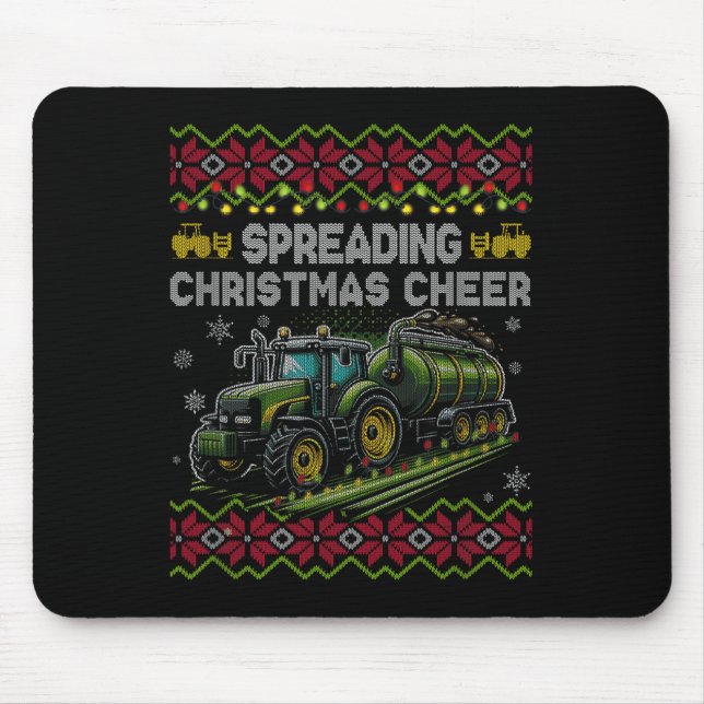 Tapis De Souris Spreading Christmas Cheer Farming Tractor Ugly Swe (Devant)