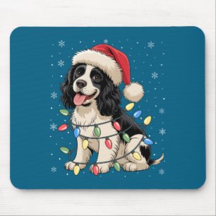 Tapis De Souris Springer Spaniel Anglais Chien Arbre de Noël Lumiè