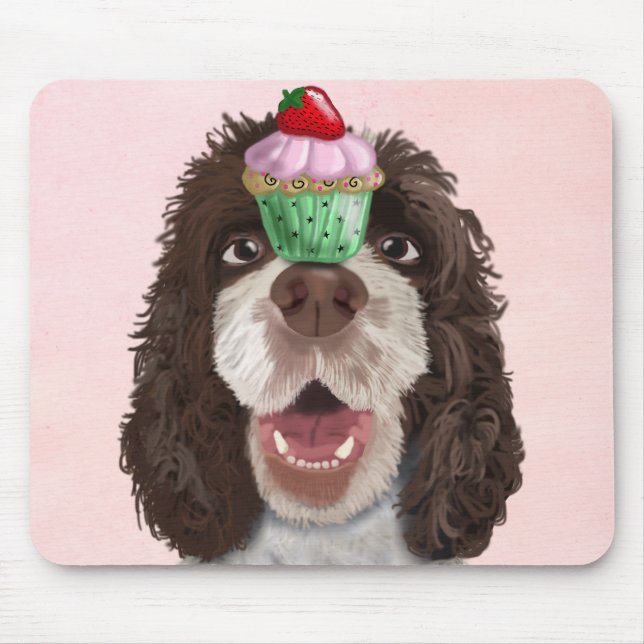 Tapis De Souris Springer Spaniel avec Cupcake 2 (Devant)