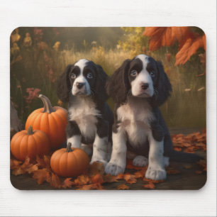 Tapis De Souris Springer Spaniel Chiot Automne Citrouille de plais