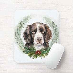 Tapis De Souris Springer spaniel Noël Wreath Festive Pup