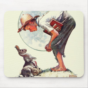 Tapis De Souris Springtime, garçon 1935 avec le lapin