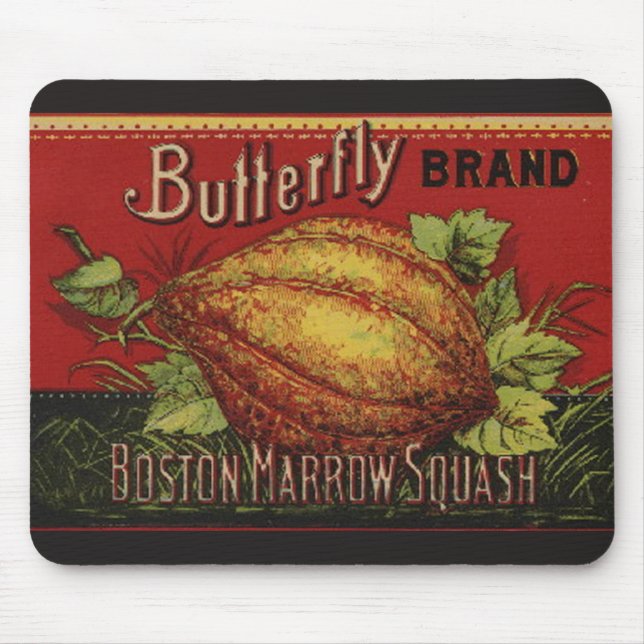Tapis De Souris Squash Antique Végétal Étiquette Can (Devant)