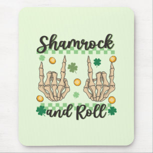 Tapis De Souris Squelette à main shamrock et rouleau