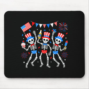 Tapis De Souris Squelette dansant 4 juillet merica usa américain