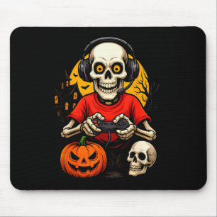 Tapis De Souris Squelette de joueur jouant à des jeux vidéo Hallow