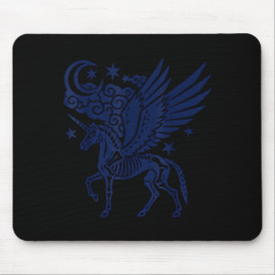 Tapis De Souris squelette de licorne halloween gothique effrayant 