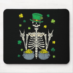Tapis De Souris Squelette de lutin Saint-Patrick Fête du Trèfle Cl