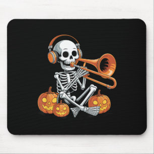 Tapis De Souris Squelette d'Halloween au trombone Tromboniste 