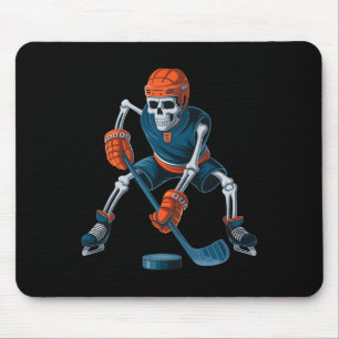 Tapis De Souris Squelette drôle de hockey sur glace Halloween _1