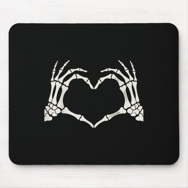Tapis De Souris Squelette Mains signe coeur Halloween (Devant)