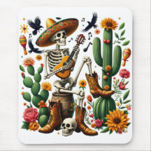 Squelette mexicain jouant de la guitare parmi les 