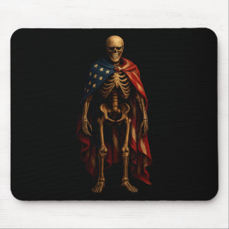 Tapis De Souris Squelette patriotique Drapeau américain Horreur go