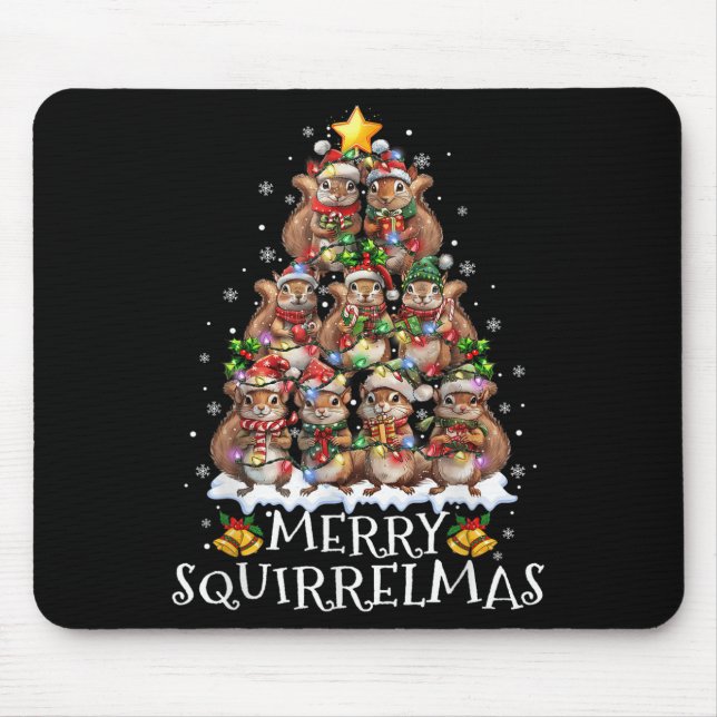 Tapis De Souris Squirrel Christmas Tree Lights Merry Squirrelmas S (Devant)