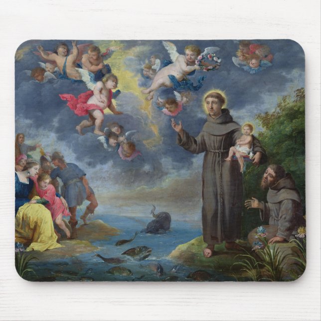 Tapis De Souris St Anthony de Padoue prêchant aux poissons (Devant)