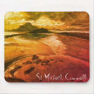 Tapis De Souris St Michael, Cornwall Beach Paysage Art Mousepad
