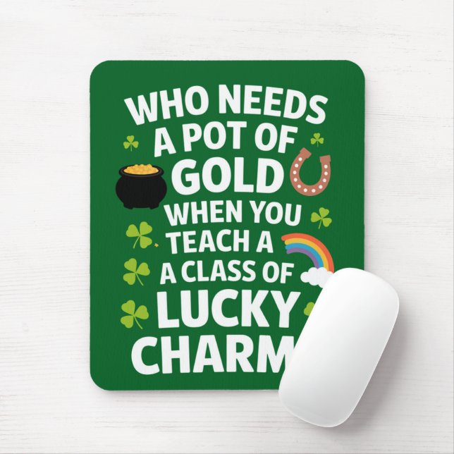 Tapis De Souris St patrick acher Lucky Charm Clover Irlandais (Avec souris)