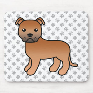 Tapis De Souris Staffie anglais rouge mignon chien de dessin animé