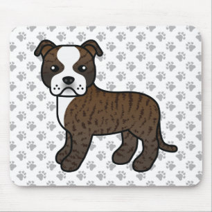 Tapis De Souris Staffie Bringé Et Blanc Chien De Dessin Animé Mign