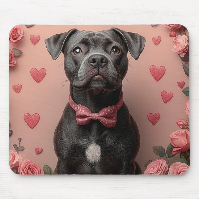 Tapis De Souris Staffordshire américain avec Roses - Saint-Valenti (Devant)