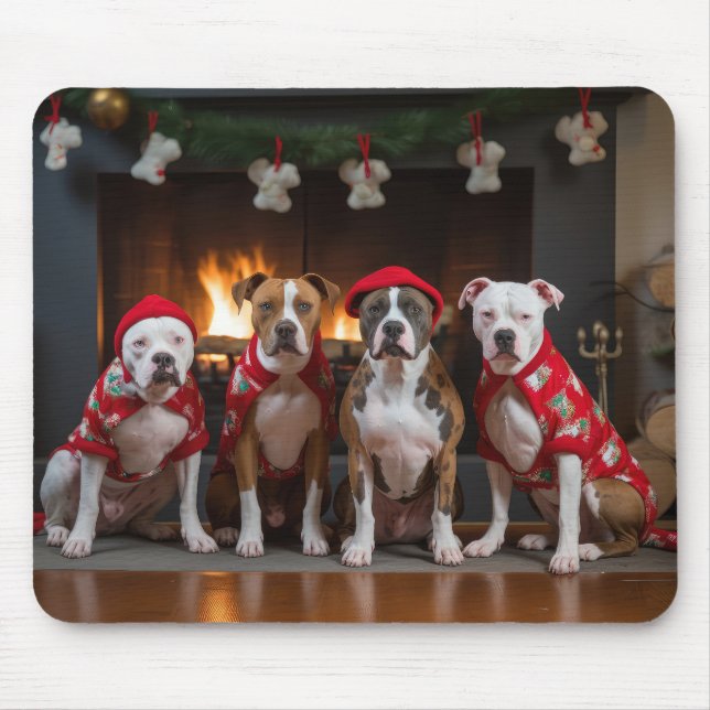 Tapis De Souris Staffordshire américain près de la cheminée Noël (Devant)