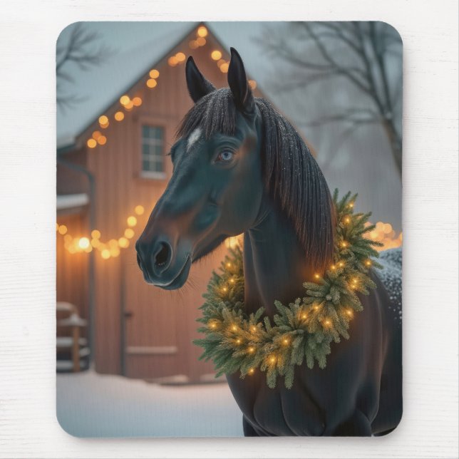 Tapis De Souris Stallion avec couronne de Noël (Devant)