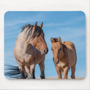 Tapis De Souris Stallion Mustang sauvage et poulain Cheval sauvage