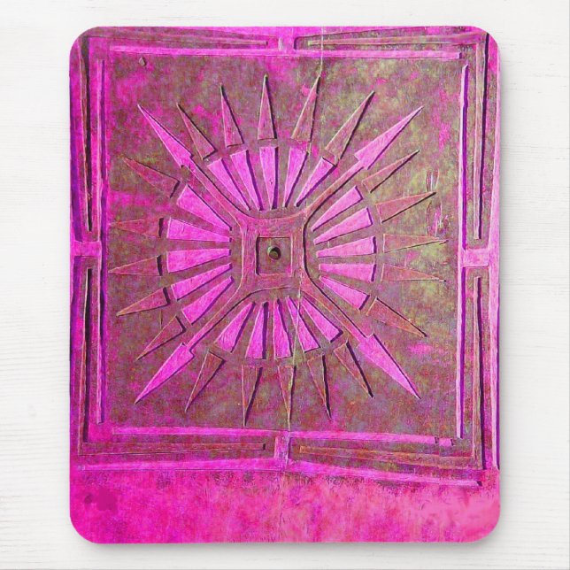 Tapis De Souris STAR DU MATIN Rose, Fuchsia Black, Monogramme (Devant)