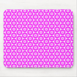 Tapis De Souris Star Wheel Motif - Magenta sur White