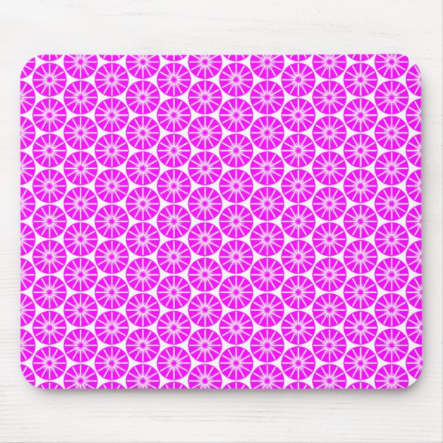 Tapis De Souris Star Wheel Motif - Magenta sur White (Devant)