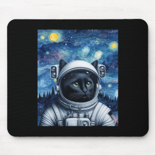 Tapis De Souris Starry Night Cosmic Cat Astronaut Art